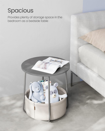 VASAGLE Masuta de cafea rotunda cu cos de stofa, stil modern, 45x50cm, gri [7]