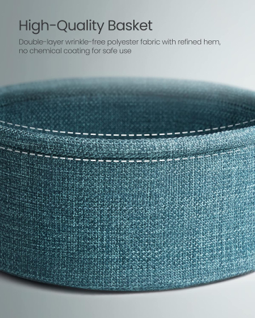 Masuta de cafea rotunda cu cos de stofa, stil modern, 45x50cm, negru cu turcoaz inchis [4]