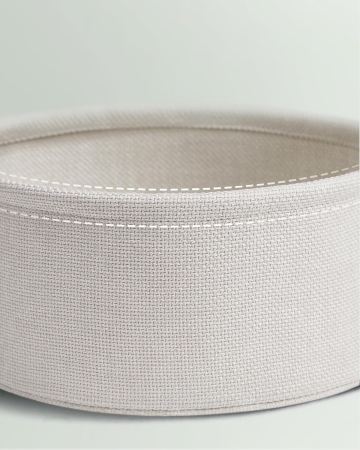 Masuta de cafea rotunda cu cos de stofa, stil modern, 45x50cm, verde cu crem [4]