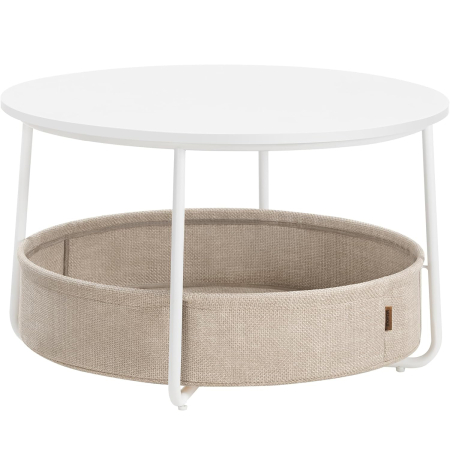 Mobila - VASAGLE Masuta de cafea rotunda cu cos de stofa, stil modern, 45x75cm, alb cu bej