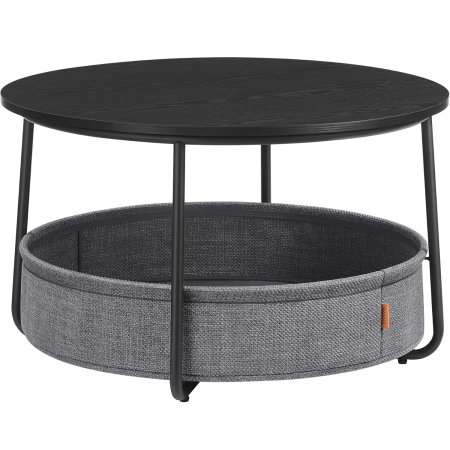Mese cafea si decorative - VASAGLE Masuta de cafea rotunda cu cos de stofa, stil modern, 45x75cm, negru cu gri