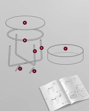 VASAGLE Masuta de cafea rotunda cu cos de stofa, stil modern, 45x75cm, negru cu gri [1]