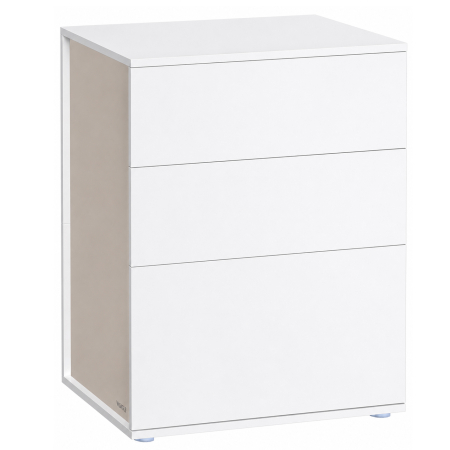 Dormitor & birou - Noptiera cu 3 sertare, constructie robusta cu design modern minimalist, 45x35x59 cm, alb mat