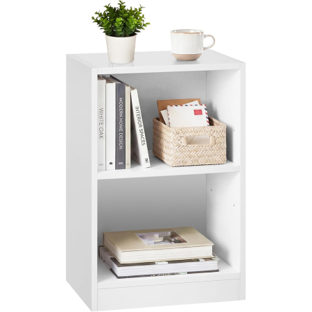 Noptiera cu compartimente deschise si raft reglabil, stil minimalist, MDF si PAL, 40x30x60 cm, alb [6]