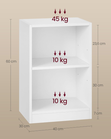 Noptiera cu compartimente deschise si raft reglabil, stil minimalist, MDF si PAL, 40x30x60 cm, alb [1]