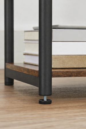 VASAGLE Noptiera cu prize si USB, 3 rafturi, stil industrial, 30x34x58 cm, maro rustic [7]