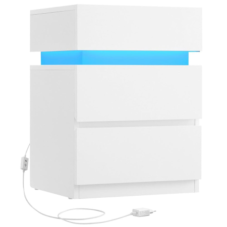 Mobila dormitor - VASAGLE Noptiera din MDF cu iluminare LED, culori si intensitate reglabile, 35x40x55cm, alb