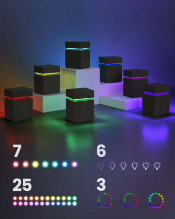 VASAGLE Noptiera din MDF cu iluminare LED, culori si intensitate reglabile, 35x40x55cm, negru [2]