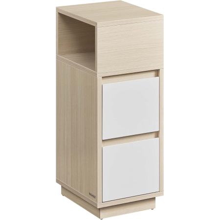 Noptiere - Noptiera ingusta cu 2 sertare, montaj stanga - dreapta, 30x25x65 cm, bej si alb