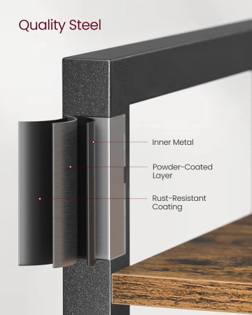 VASAGLE Raft cu 6 etaje, tip biblioteca, cadru metal si polite lemn, 30x40x187cm, industrial, maro rustic si negru [5]