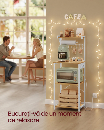 Raft de bucatarie cu prize pentru alimentarea electrocasnicelor, design compact pentru economisirea spatiului, raft reglabil pe 3 inaltimi, 40 [3]