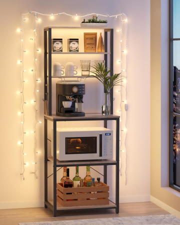 VASAGLE Raft de bucatarie, spatiu cuptor cu microunde, 6 rafturi, 40x60x167cm, gri si negru [3]