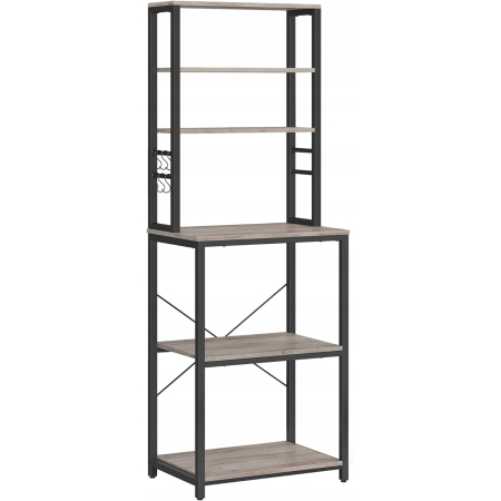 VASAGLE Raft de bucatarie, spatiu cuptor cu microunde, 6 rafturi, 40x60x167cm, gri si negru [1]