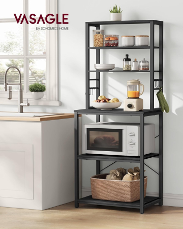 Raft de bucatarie, spatiu cuptor cu microunde, 6 rafturi, 40x60x167cm, gri si negru [4]