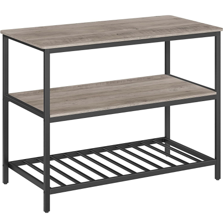 Bucatarie - Raft de bucatarie tip insula, cadru de otel cu 3 nivele, stil industrial, 60x120x90cm, gri stejar