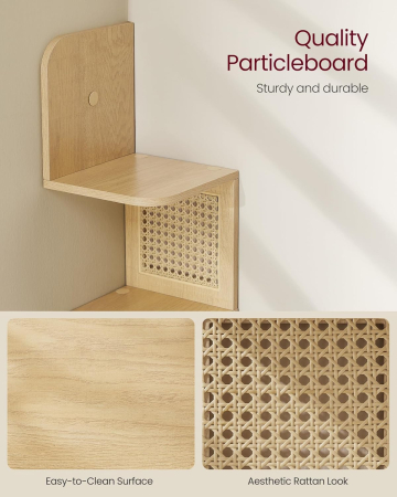 VASAGLE Raft de colt plutitor pe 5 niveluri, stil boho, 20x20x126 cm, bej [5]