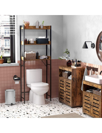 VASAGLE Raft de depozitare pentru baie, suprapunere peste masina spalat sau vas WC, 25x63x165 cm, maro [11]