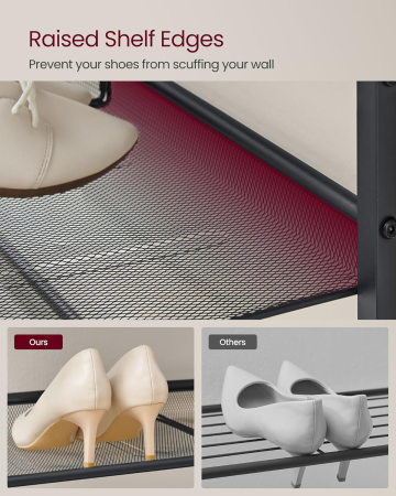 Raft de pantofi, 5 nivele reglabile din plasa, pentru 12-16 perechi, 75x28x93 cm, maro rustic [3]