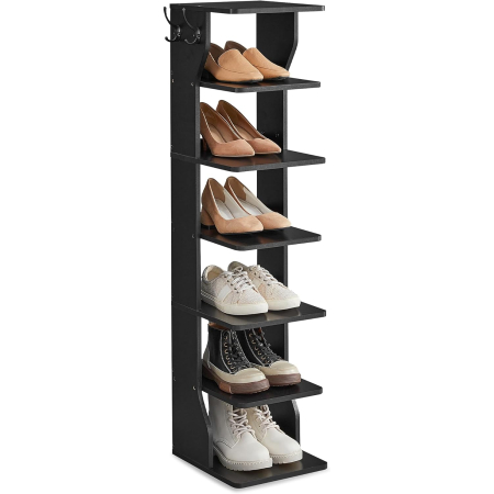 Raft de pantofi, pentru spatii inguste, 6 nivele, 30x26x110 cm, negru [1]