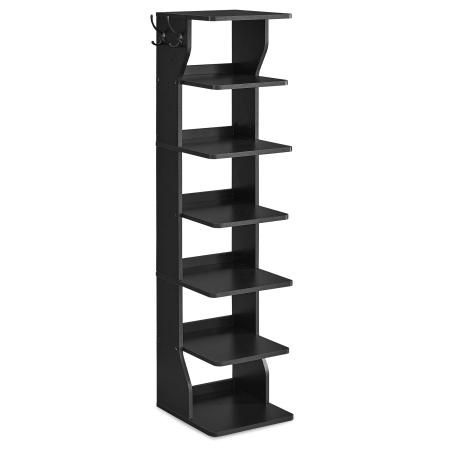Pantofare - Raft de pantofi, pentru spatii inguste, 6 nivele, 30x26x110 cm, negru