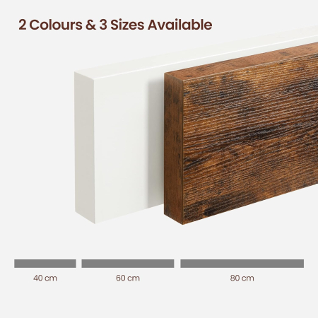 VASAGLE Raft de perete suspendat plutitor, MDF, sistem montare inclus, 40x20x4cm, vintage maro [5]