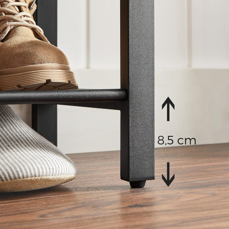 VASAGLE Raft pentru pantofi cu 3 polite, 100x30x72cm, otel, stil industrial, maro rustic si negru [4]