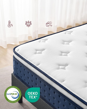 Saltea 90x200 cm cu arcuri individuale pentru reducerea transferului de miscare, spuma cu memorie si gel, 7 zone ergonomice si margini ranfors [5]