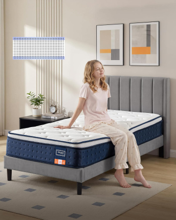 Saltea 90x200 cm cu arcuri individuale pentru reducerea transferului de miscare, spuma cu memorie si gel, 7 zone ergonomice si margini ranfors [3]