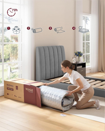 Saltea 90x200 cm cu arcuri individuale pentru reducerea transferului de miscare, spuma cu memorie si gel, 7 zone ergonomice si margini ranfors [4]