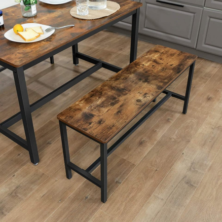 Set 2 banci de interior, pentru masa bucatarie, stil industrial, 108x33x50cm, maro rustic [5]