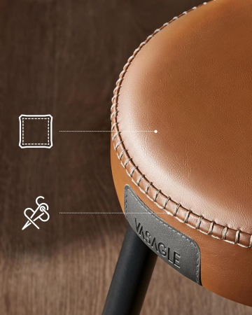 Set 2 scaune bar Ekho, tapitate PU, inaltime sezut 76 cm, 52x76 cm, maro caramel [6]