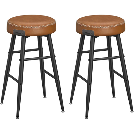 Bucatarie - Set 2 scaune bar EKHO, tapiterie PU, cadru metalic, 50x50x63 cm, maro caramel
