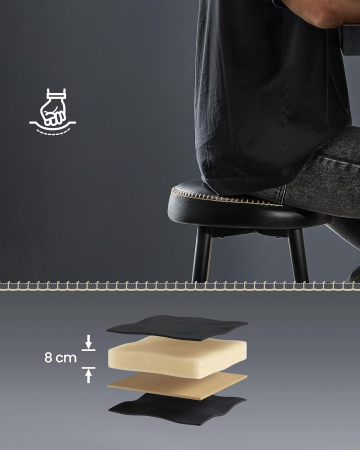 Set 2 scaune bar EKHO, tapiterie PU, cadru metalic, 50x50x63 cm, negru [3]