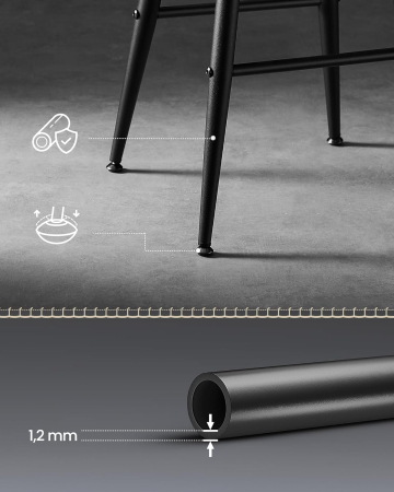 Set 2 scaune bar EKHO, tapiterie PU, cadru metalic, 50x50x63 cm, negru [2]