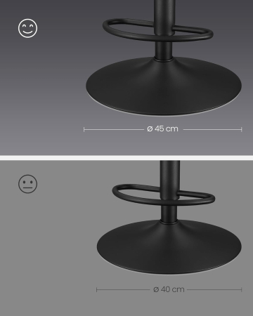 Set 2 scaune bar reglabile pe inaltime, rotative 360Â°, cu spatar si suport pentru picioare, tapiterie PU, 44x38x(90-112) cm, negru [1]
