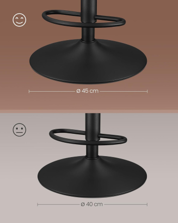 Set 2 scaune bar reglabile, rotative 360Â°, tapiterie PU, cadru metalic, 44x30x90-112 cm, maro caramel [2]