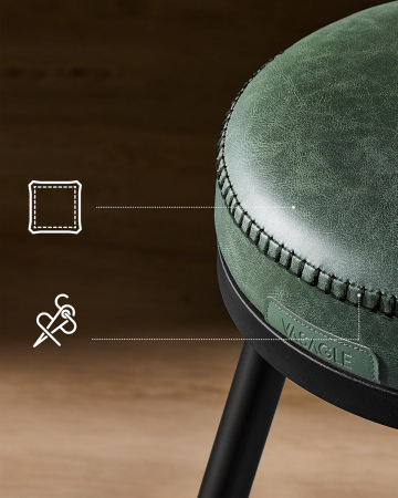 Set 2 scaune bar rotative 360 cu spatar, piele ecologica PU, spuma 8 cm, cadru otel mid-century, max 120 kg, 57x35x101 cm, verde [4]