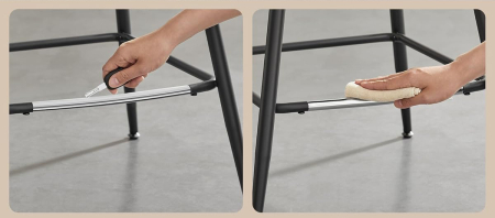 Set 2 scaune de bar, spatar ergonomic din piele artificiala, cadru metalic, 50x50x88 cm, negru [4]