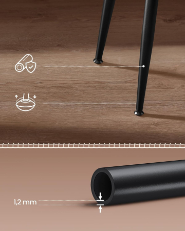 Set 2 scaune dining bucatarie EKHO, tapitate cu piele ecologica si picioare metalice, 55x52x81 cm, maro caramel [7]