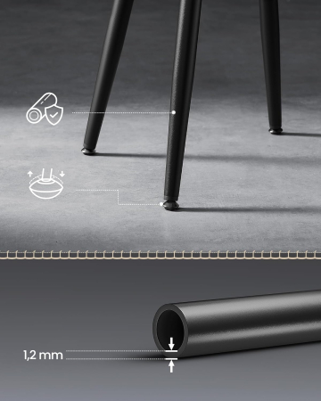 Set 2 scaune living EKHO, tapiterie piele ecologica cu cusaturi, 52x55x79 cm, negru [5]