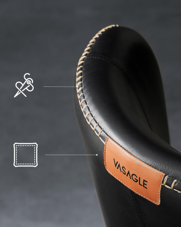 Set 2 scaune living EKHO, tapiterie piele ecologica cu cusaturi, 52x55x79 cm, negru [4]