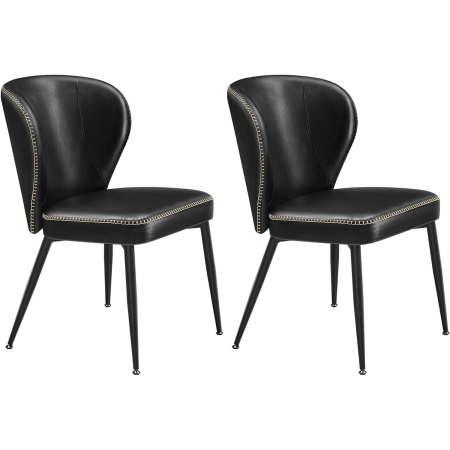 Bucatarie - Set 2 scaune living EKHO, tapiterie piele ecologica cu cusaturi, 52x55x79 cm, negru