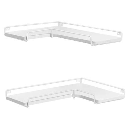 Mobila living - Set de 2 rafturi plutitoare de colt in forma de L, stil industrial, 40x29x14cm, alb