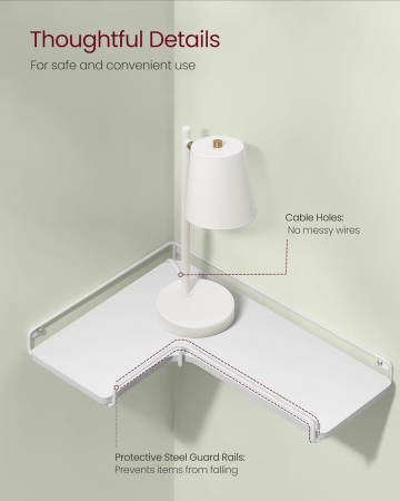 Set de 2 rafturi plutitoare de colt in forma de L, stil industrial, 40x29x14cm, alb [2]