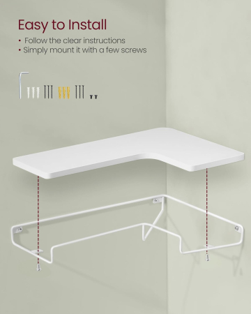 Set de 2 rafturi plutitoare de colt in forma de L, stil industrial, 40x29x14cm, alb [1]