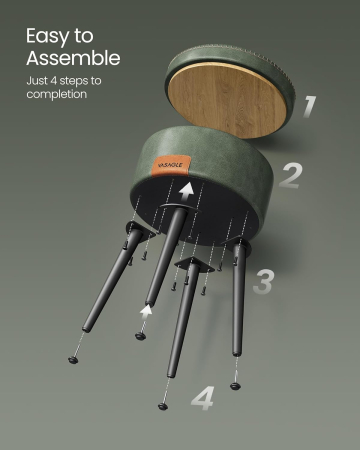 Taburet cu spatiu de depozitare, tapitat PU, cu 2 fete, diametru 32 cm, verde [8]