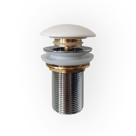 Accesorii cada - Ventil lavoar Fluminia, D72mm, sistem click-clack, fara preaplin, capac ceramic, alb lucios