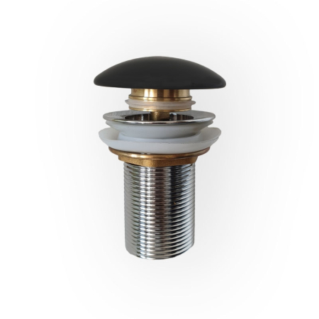 Accesorii cada - Ventil lavoar Fluminia, D72mm, sistem click-clack, fara preaplin, capac ceramic, negru mat