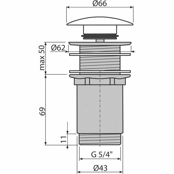 Ventil lavoar metalic cu Click-Clack 5/4 tol dop alb mare Alca [1]