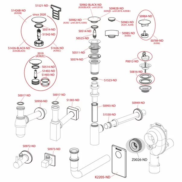 Ventil lavoar metalic cu Click-Clack 5/4 tol dop alb mare cu preaplin Alca [2]